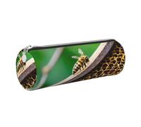 GaxfjRu Honey Bees Trousse ronde en cuir synthétique pour stylos, crayons, marqueurs, petites fournitures Fermeture éclair en métal avec cuir, Argenté., Taille unique, Porte-cartes