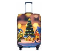 GaxfjRu Housse de bagage personnalisée Village de Noël - Valise approuvée par la TSA, housses de valise pour bagages de 71,1 cm, grande housse de valise, blanc, M