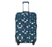 GaxfjRu Housse de protection pour valise, lavable, anti-rayures, motif herbe et colombe, Noir , XL