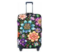 GaxfjRu Housse de protection pour valise, motif fleurs et diamants - Lavable - Anti-rayures, Noir , L