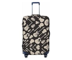 GaxfjRu Housse de protection pour valise, motif guitare, lavable, anti-rayures, Noir , S