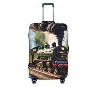 GaxfjRu Housse de protection pour valise, motif petit train à vapeur, lavable, anti-rayures, Noir , S