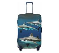 GaxfjRu Housse de protection pour valise, motif requins marteaux, lavable, anti-rayures, Noir , S