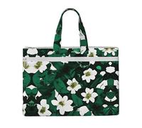GaxfjRu Hunter Sac fourre-tout en toile pour ordinateur portable avec imprimé pétales floraux verts pour femme, sac de travail décontracté pour voyage, bureau, université