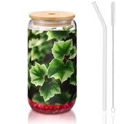 GaxfjRu Ivy Blossoms Tree Tasses en verre avec couvercles et paille en verre, tasses en verre plus larges pour smoothies, thé, cola, soda
