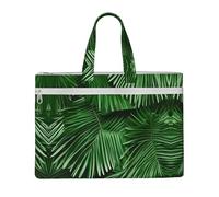 GaxfjRu Joli sac fourre-tout en toile avec imprimé feuilles de palmier vertes pour femme, sac de travail décontracté pour voyage, bureau, université