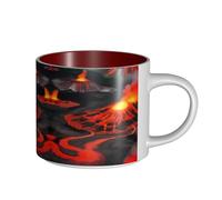GaxfjRu Kilauea - Tasses en céramique faites à la main avec motif volcans, grande capacité, avec poignée en C pour café, thé et cadeaux