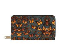 GaxfjRu Lambs and Sheep Portefeuille pour femme - Cuir synthétique avec fermeture éclair en métal, porte-cartes pour femmes à la mode et organisées, Tas de papillons monarques oranges, One Size,