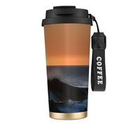 GaxfjRu Last Sun Rays of Over The Sea Waves 591 ml avec couvercle, tasse à café isotherme en acier inoxydable, gobelet pour boissons chaudes et froides