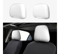 GaxfjRu Lot de 2 housses d'appui-tête blanches de couleur unie pour voiture, antidérapantes, tissu élastique, accessoires de voiture toutes saisons