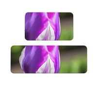 GaxfjRu Lot de 2 tapis de cuisine en mousse confortable pour cuisine, sol, maison, bureau - Motif tulipe violette