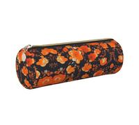 GaxfjRu Lot de trousse ronde en cuir synthétique avec motif floral pour stylos, crayons, marqueurs, petites fournitures, fermeture éclair en métal avec cuir, doré, Taille unique, Porte-cartes