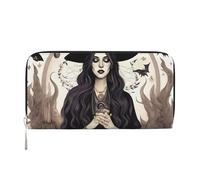 GaxfjRu Magic Witch Witchcraft Bohème Dessin Imprimé Hommes Vintage Look Portefeuille Long Portefeuille Chéquier Portefeuille Portefeuille Portefeuille Dames Titulaire Carte de Crédit