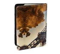 GaxfjRu Magnifique étui portefeuille pour passeport avec imprimé Tour Eiffel Paris pour voyager, organiseur de voyage, cartes de crédit, passeport, Noir , Taille unique