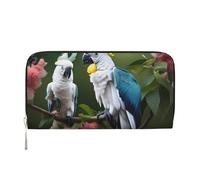 GaxfjRu Magnifique portefeuille long en cuir avec imprimé cacatoès et fleur pour homme - Look vintage - Porte-cartes de crédit