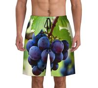 GaxfjRu Maillot de bain imprimé raisin pour homme - Short de bain décontracté - Short de plage d'été avec poches, noir, Large