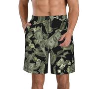 GaxfjRu Maillot de bain pour homme avec imprimé dollar - Séchage rapide - Avec poches - Short de plage pour homme, blanc, X-Large