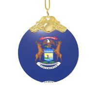 GaxfjRu Michigan State Flag Décorations de Noël Décoration de la maison, Pendentif de sapin de Noël à suspendre pour la joie des fêtes, taille unique
