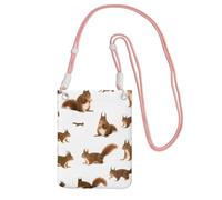 GaxfjRu Mini sac à bandoulière pour téléphone portable avec dragonne Motif écureuil mignon Pour course à pied, marche, randonnée et vélo, rose, Taille unique