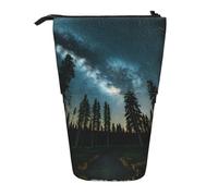 GaxfjRu Night Sky with Trees Print Portable Telescoping Pencil Bag Organizer with Multiple Slots for Writing Tools Accessories