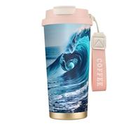 GaxfjRu Ocean Sea Wave Tasse à café isotherme en acier inoxydable de 591 ml avec couvercle, gobelet pour boissons chaudes et froides