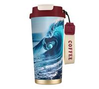 GaxfjRu Ocean Sea Wave Tasse à café isotherme en acier inoxydable de 591 ml avec couvercle, gobelet pour boissons chaudes et froides