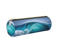 GaxfjRu Ocean Wave Étui en cuir avec fermeture éclair pour stylos à bille et crayons Grain doux