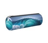 GaxfjRu Ocean Wave Étui en cuir avec fermeture éclair pour stylos à bille et crayons Grain doux