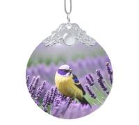 GaxfjRu Oiseau en lavande violette fleurs florales décorations de Noël, décoration d'intérieur, pendentif arbre de Noël à suspendre pour la joie des vacances, taille unique
