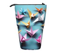 GaxfjRu Origami Paper Cranes Print Portable Telescoping Pencil Bag Organizer with Multiple Slots for Writing Tools Accessories