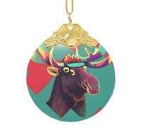 GaxfjRu Ornements de décoration de Noël en forme d'élan à suspendre pour sapin de Noël