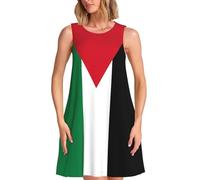 GaxfjRu Palestine Flag 1 Imprimée Robes d'été pour femmes 2025 ample col rond sans manches, Noir , XXL