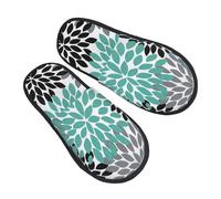 GaxfjRu Pantoufles d'hiver en forme de fleur de dahlia pour l'intérieur - Chaussons doux et chauds pour les invités et la maison - Unisexe, noir, 5