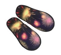 GaxfjRu Pantoufles d'hiver en peluche 3D en forme de feu d'artifice pour l'intérieur, chaussons doux et chauds pour invités et confort à la maison, unisexe