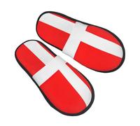 GaxfjRu Pantoufles d'hiver en peluche avec drapeau danois du Danemark pour l'intérieur - Chaussons doux et chauds pour invités et maison confortables - Unisexe, noir, 5