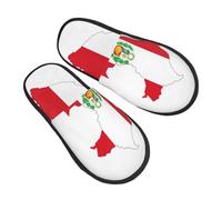 GaxfjRu Pantoufles d'hiver en peluche avec drapeau du Pérou pour une utilisation en intérieur, chaussons doux et chauds pour les invités et la maison confortables unisexes, noir, 5