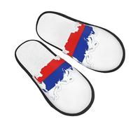 GaxfjRu Pantoufles d'hiver en peluche avec drapeau russe pour une utilisation en intérieur, chaussons doux et chauds pour invités et confort à la maison, unisexe