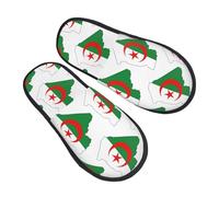 GaxfjRu Pantoufles d'hiver en peluche pour l'intérieur - Motif carte du drapeau de l'Algérie - Chaussons doux et chauds pour les invités et la maison - Unisexe