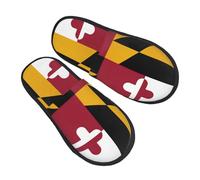 GaxfjRu Pantoufles d'hiver en peluche pour l'intérieur - Motif drapeau de l'État du Maryland - Chaussons doux et chauds pour les invités et la maison - Unisexe, noir, 5