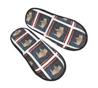 GaxfjRu Pantoufles d'hiver en peluche pour l'intérieur - Motif drapeau de l'État du Wyoming - Chaussons doux et chauds pour les invités et la maison - Unisexe, noir, 5