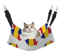 GaxfjRu Perchoir réglable en velours pour chatons avec motif carte du drapeau de la Roumanie