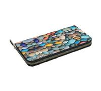 GaxfjRu Petit portefeuille en cuir imprimé galets colorés de plage pour femme, porte-cartes de crédit pour femme, sac à main de poche pour femme