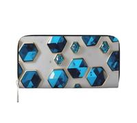 GaxfjRu Petit portefeuille en cuir imprimé hexagones bleus et diamants pour femme, porte-cartes de crédit, sac à main pour femme