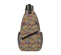 GaxfjRu Petit sac à dos à bandoulière avec imprimé cercles ethniques et floraux, sac banane pour l'extérieur