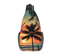 GaxfjRu Petit sac à dos à bandoulière avec imprimé palmier tropical, sac de poitrine, sac banane pour l'extérieur