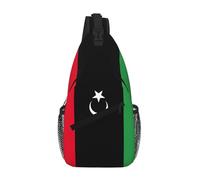 GaxfjRu Petit sac à dos à bandoulière imprimé drapeau libyen, sac de poitrine, sac banane pour l'extérieur
