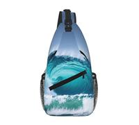 GaxfjRu Petit sac à dos à bandoulière imprimé vagues de l'océan - Sac banane pour l'extérieur