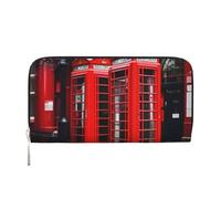 GaxfjRu Phone Booth London Street Print Portefeuille long en cuir pour homme Aspect vintage Porte-cartes de crédit