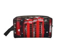 GaxfjRu Phone Booth London Street Print Trousse de maquillage de voyage Grande trousse de maquillage pour femme pour cosmétiques et accessoires de toilette, blanc, One Size