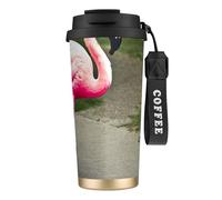 GaxfjRu Pink Flamingo Tasse à café isotherme en acier inoxydable de 591 ml avec couvercle, gobelet pour boissons chaudes et froides